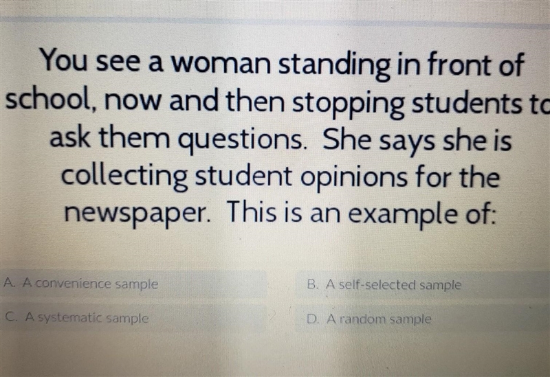 You see a woman standing in front of school, now and then stopping students to ask-example-1