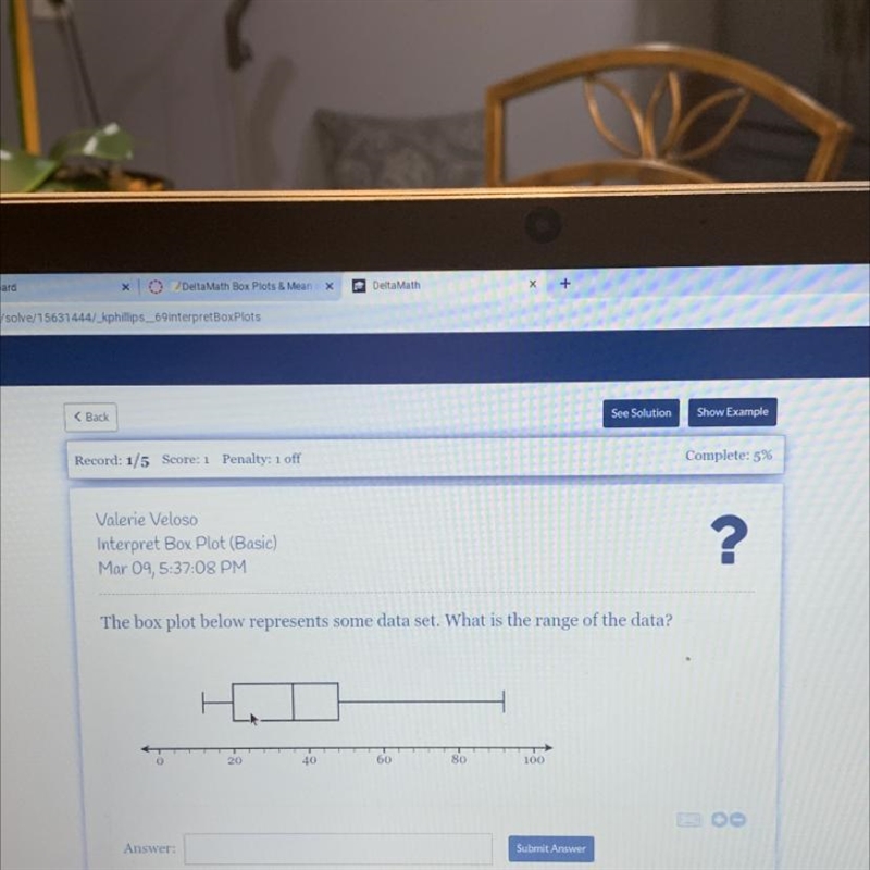 The box plot below represents some data set. What is the range of the data? 20 40 60 80 100 Answer-example-1