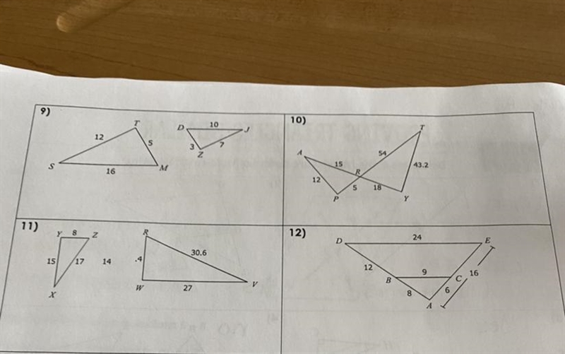 Determine if the triangles are similar by side-side-side similarity-example-1