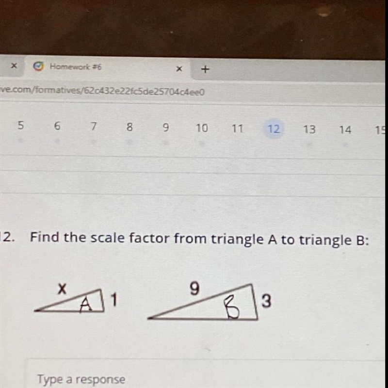 Find the scale factor from triangle A to triangle B:-example-1