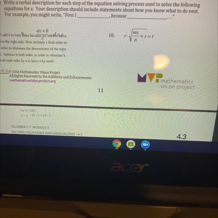 Write a verbal description for each step of the equation solving process used to solve-example-1