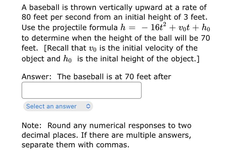 A baseball is thrown vertically upward at a rate of 80 feet per second from an initial-example-1