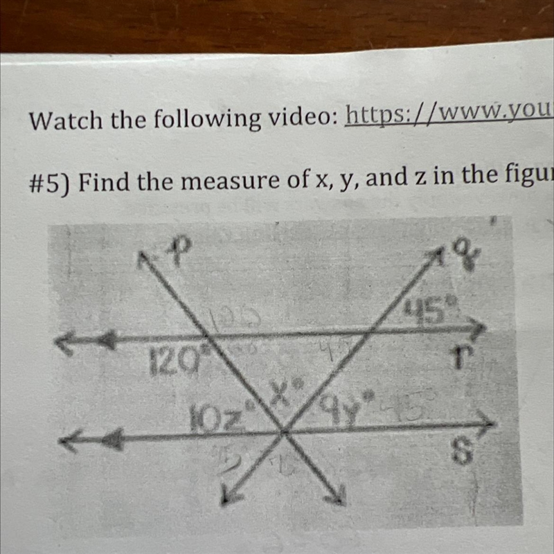 Find the measure of x,y and z in the figure-example-1