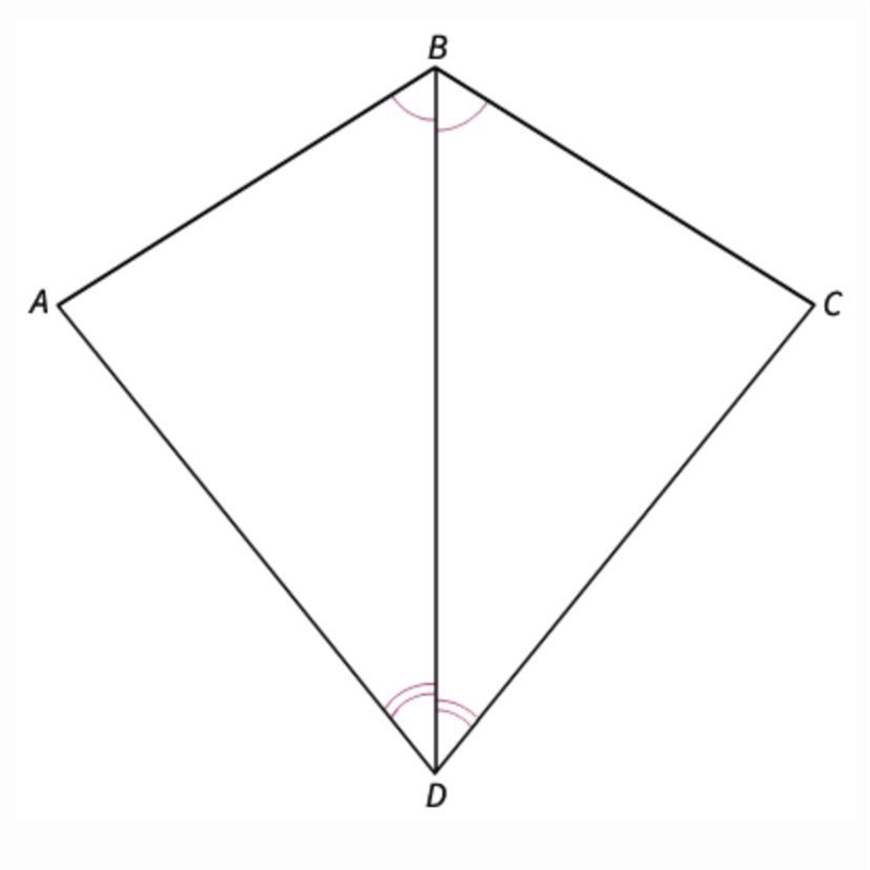 In the figure, ∆ABD ≅ ∆CBD by Angle-Side-Angle (ASA). Which segments are congruent-example-1