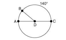 Is a diameter of D. If m∠BDC = 140°, what is the measure of ? 60° 180° 40° 140°-example-1