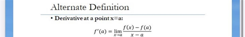 Use the alternate definition of derivative to find the derivative.Question: f(x)=3x-example-1