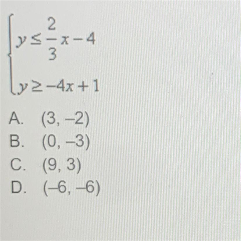 Which of the following multiple choice anwsers are the points to the system of linear-example-1