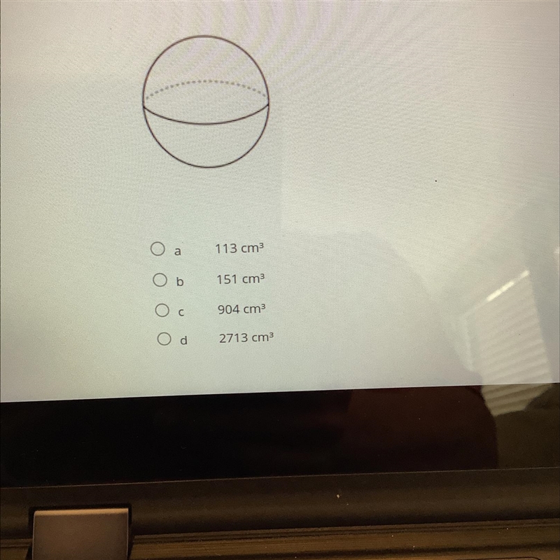 A sphere has a radius of 6 cm. What is the volume of the sphere ? Give your answer-example-1