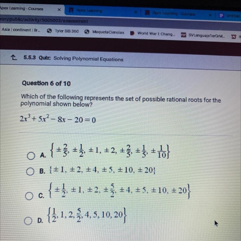 Which of the following represents the set of possible rational roots for thepolynomial-example-1