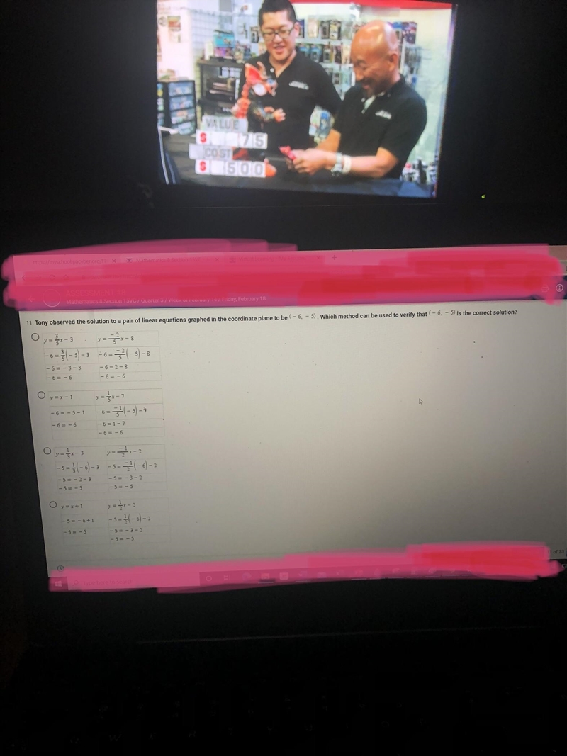 15 Tony served the solution to a pair of linear equations graphed in the coordinate-example-1