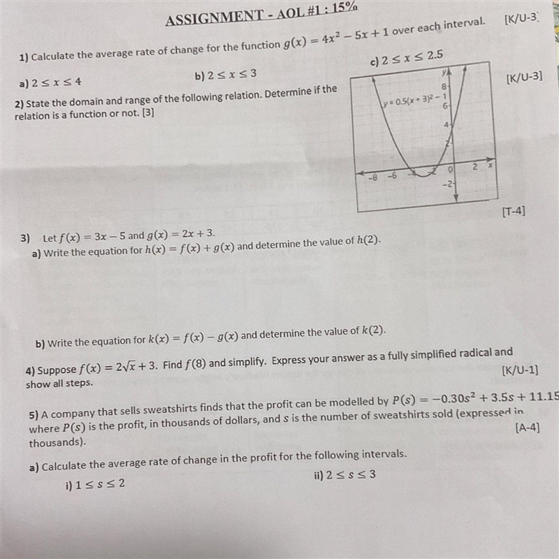 1) Calculate the average rate of change for the function g(x)> 4x2- 5x + 1 over-example-1