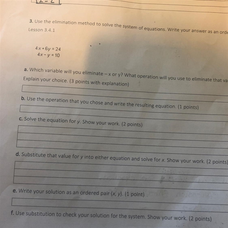 Use the elimination method to solve the system of equations write your answer as ordered-example-1