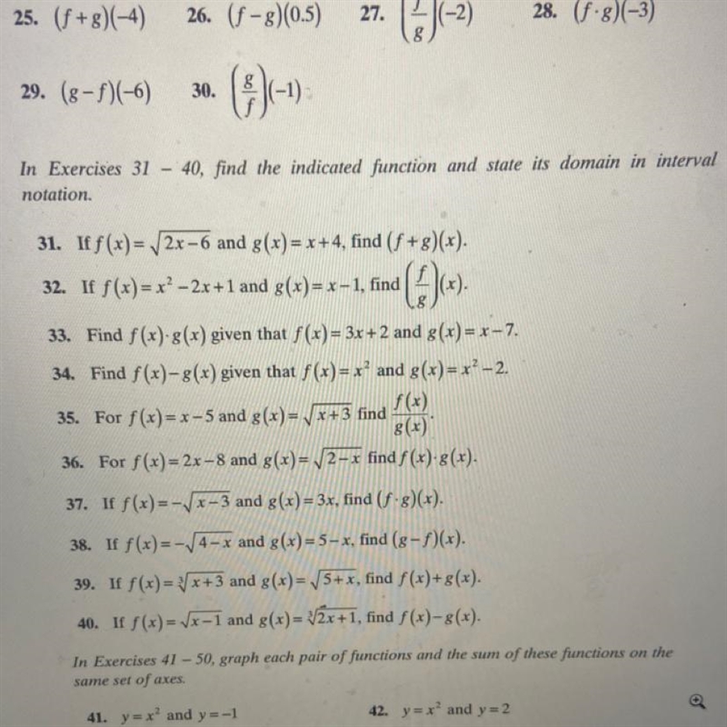 Question 35?Find the indicated function and state its domain in interval notation-example-1