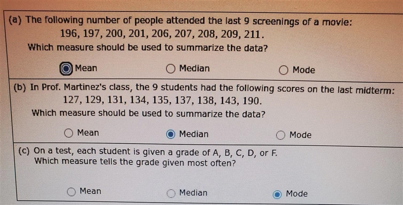 A) number of people attended the 9 screening of a movie:196, 197, 200, 201, 206, 207, 208, 209, 211which-example-1