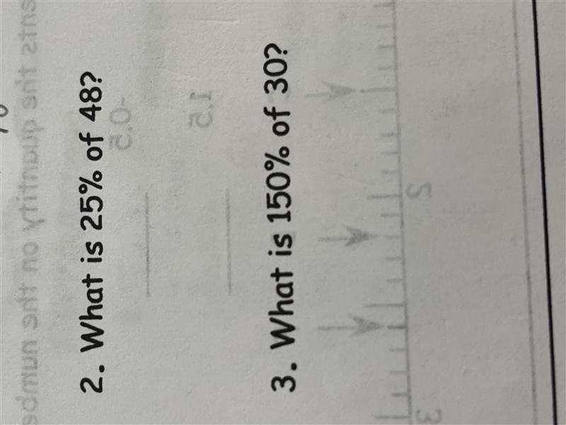 What is 25% of 48? What is 150% of 30?-example-1