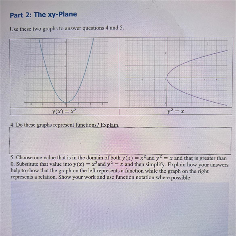 Part 2: The xy-Plane Use these two graphs to answer questions 4 and 5. 4. Do these-example-1