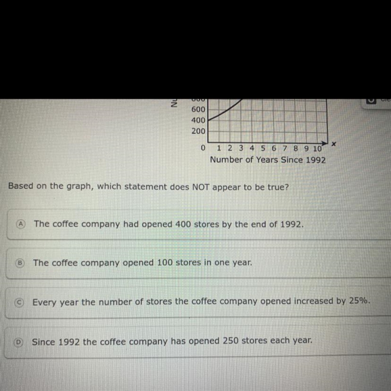 The number of stores opened by a coffee company can be modeled by the exponential-example-1