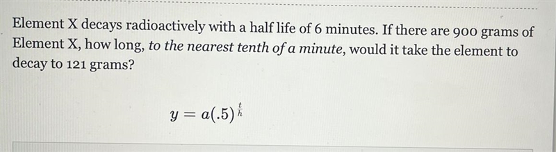 Element X decays radioactively with a half life of 6 minutes. If there are 900 grams-example-1