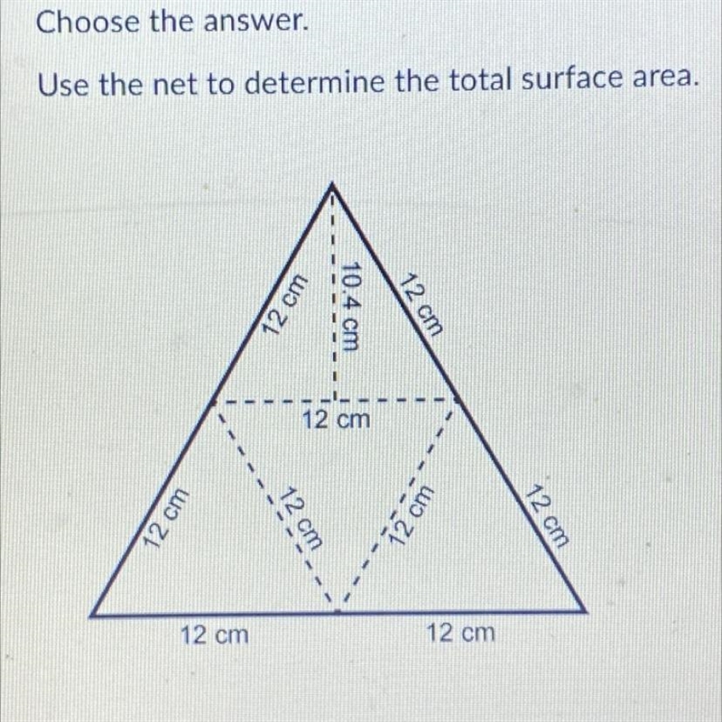 Choose the answer. Use the net to determine the total surface area.-example-1