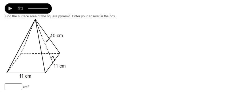 Find the surface area of the square pyramid. Enter your answer in the box. A square-example-1