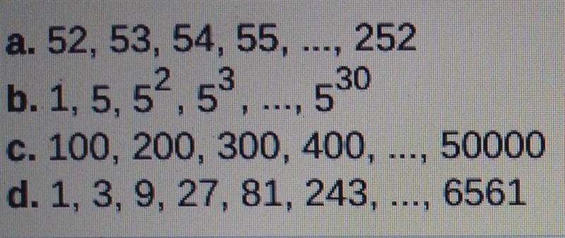 How many terms are there in each of the following sequences?:-example-1