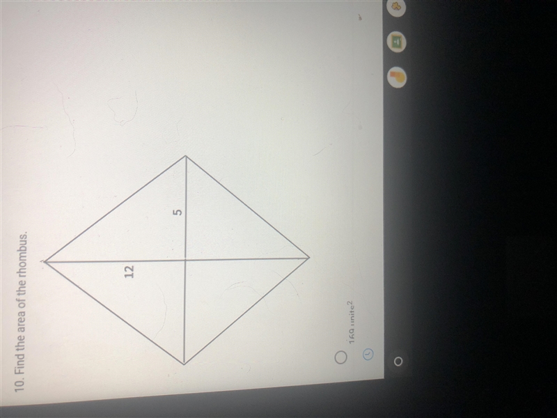 Find the area of the rhombus 12 5-example-1