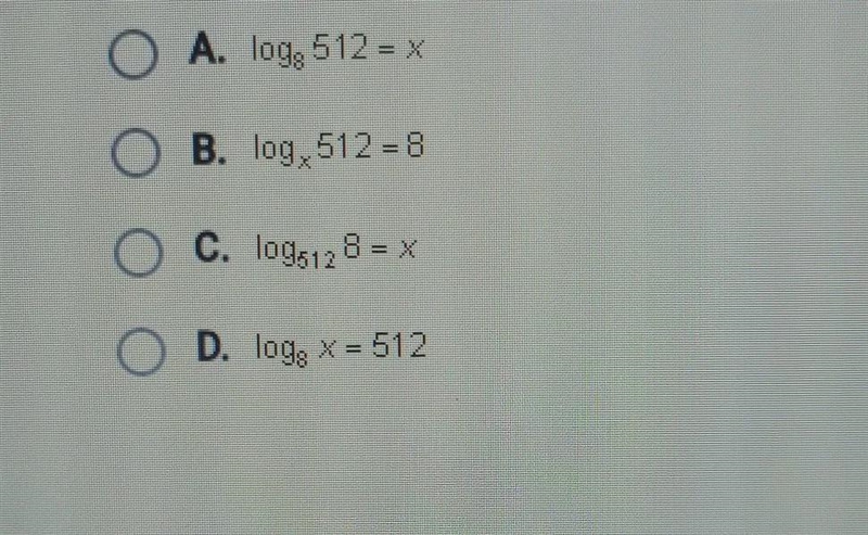 which of the following lograthmic equations is equivalent to the exponential equation-example-1