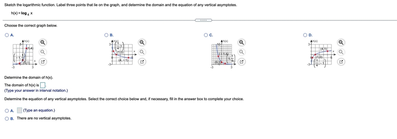 Sketch the logarithmic function. Label three points that lie on the graph, and determine-example-1