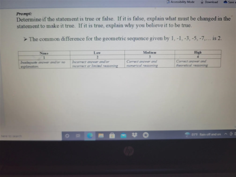 The common difference for a geometric sequence given by one negative negative 1 negative-example-1