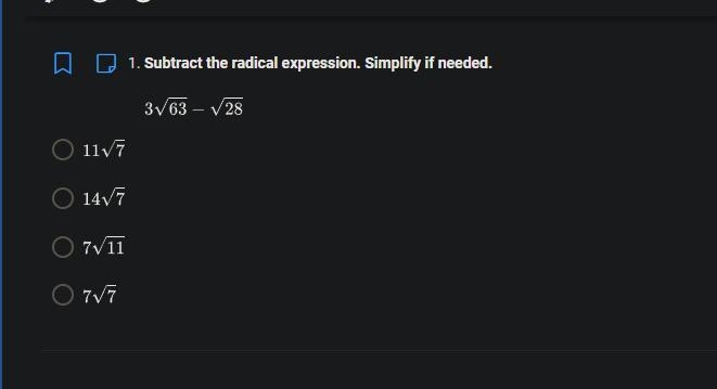 Subtract the radical expression. Simplify if needed.-example-1