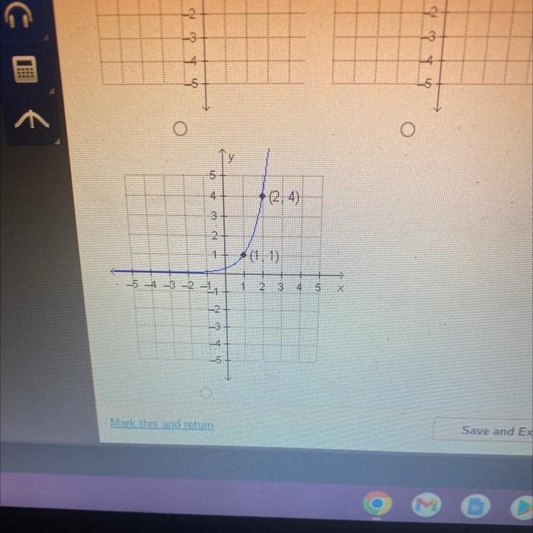 Which is the graph of f(c)=1/4(4)^x?-example-1