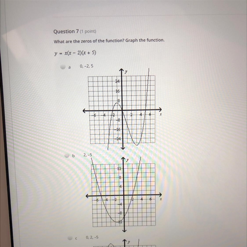 What are the zeros and graph the function. PICK A B C D-example-1