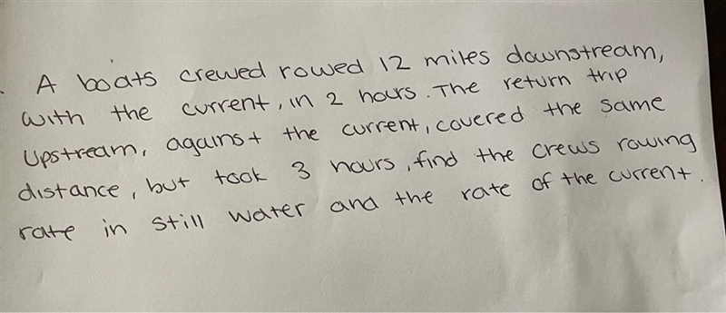 What is the crews rowing rate in still water and the rate of the current?-example-1