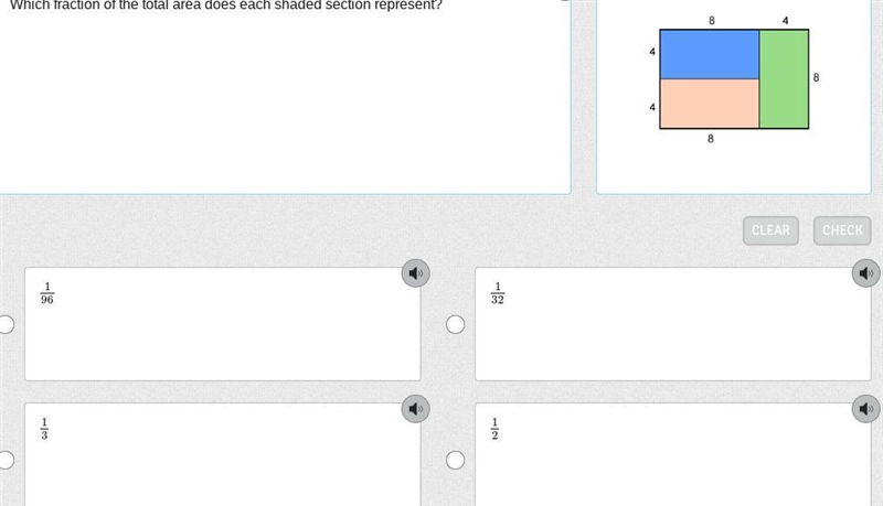 Which fraction of the total area does each shaded section represent?-example-1