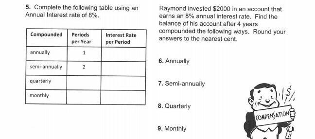 Raymond invested $2,000 in an account that earns an 8% annual interest rate. Find-example-1