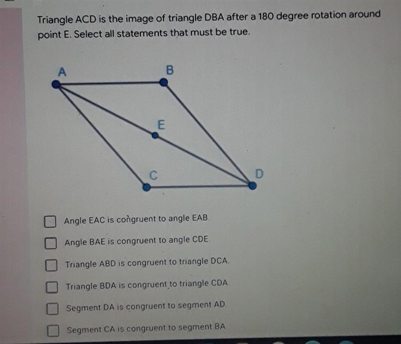 The last Option says Segment AB is Congruent to segment DC-example-1