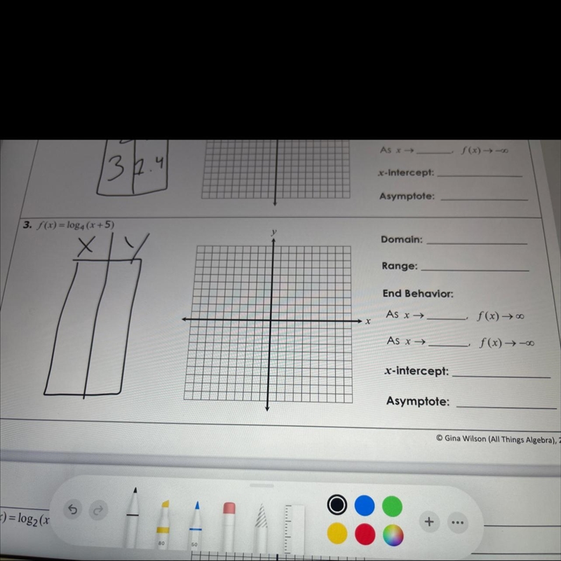 Graph.fill in blanks. And fill in the table. (For the points selected)-example-1