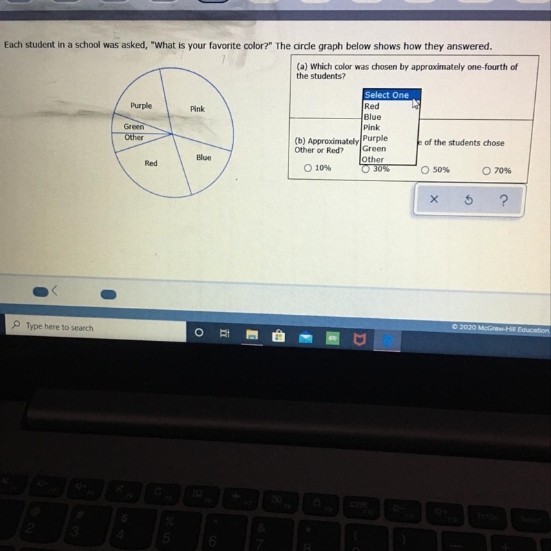 Each student in a school was asked, "What is your favorite color?" The circle-example-1