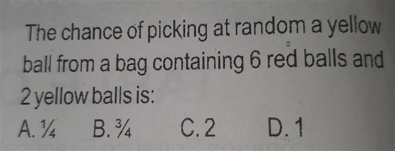 The chance of picking at random a yellow ball from a bag containing 6 red balls and-example-1