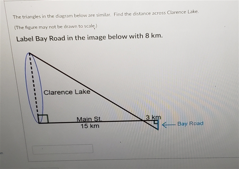 The triangles in the diagram below are similar. Find the distance across Clarence-example-1