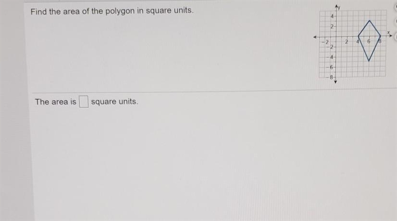 Find the area of the polygon in square units. 4 N 4 2 2 4 8 V The area is square units-example-1