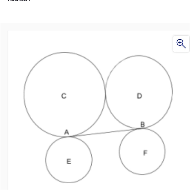 AB is a common tangent of circles C, D, E and F. Suppose that AC = 12, DB = 9 and-example-1