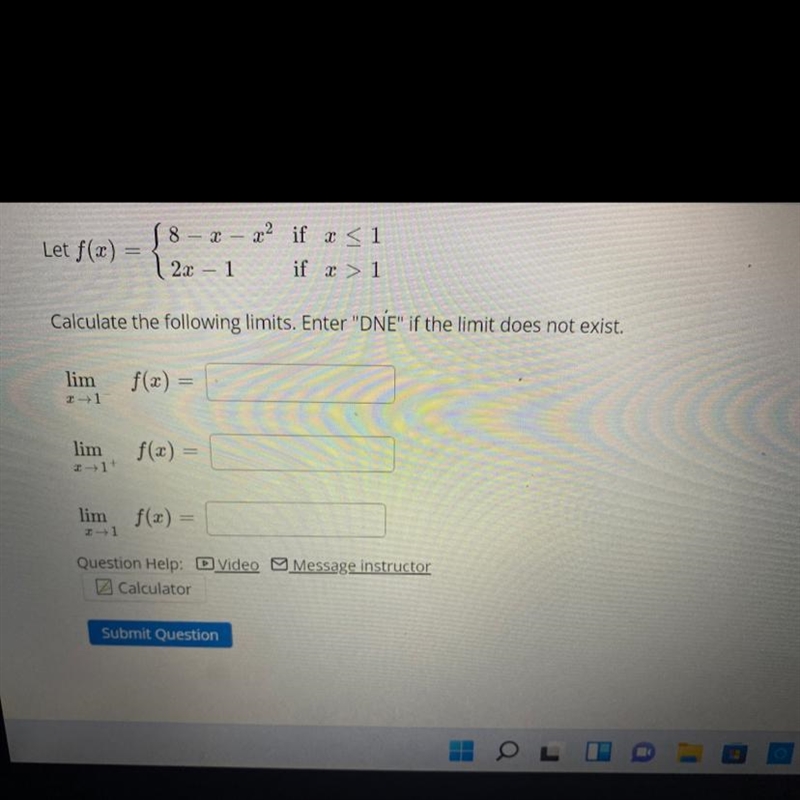 Calculate the following limits. Enter "DNE" if the limit does not exist-example-1