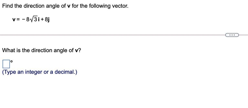 Find the direction angle of v for the following vector.-example-1