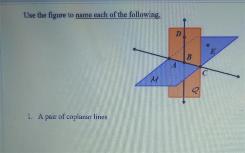 What are pairs of coplanar lines, I'm confused on how to find them-example-1