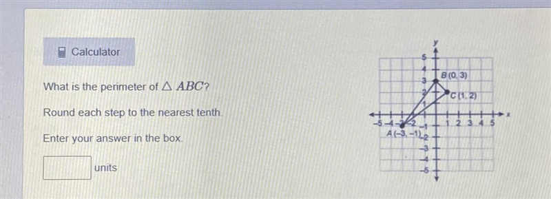 What is the perimeter of A ABC? Round each step to the nearest tenth. Enter your answer-example-1