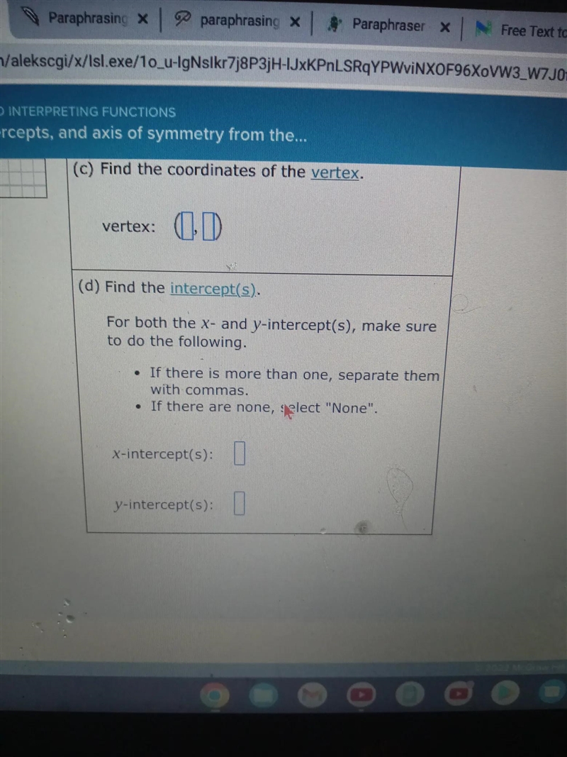 Use the graph of the parabola to fill in the table-example-2