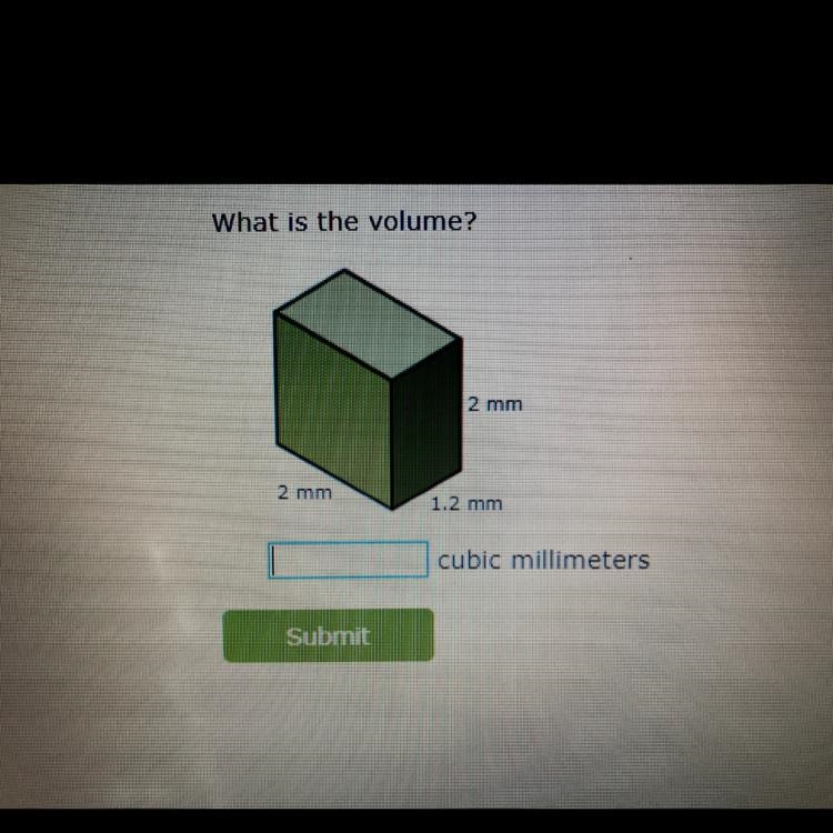 What is the volume of the shape below in cubic millimeters?-example-1