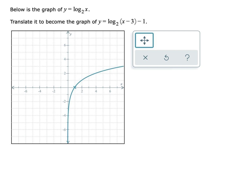 Below is the graph of =ylog2x.Translate it to become the graph of =y−log2−x31.-example-1