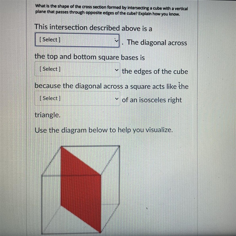 Question is down below. 1st drop down menu A.triangle B.square C.rectangle 2nd drop-example-1